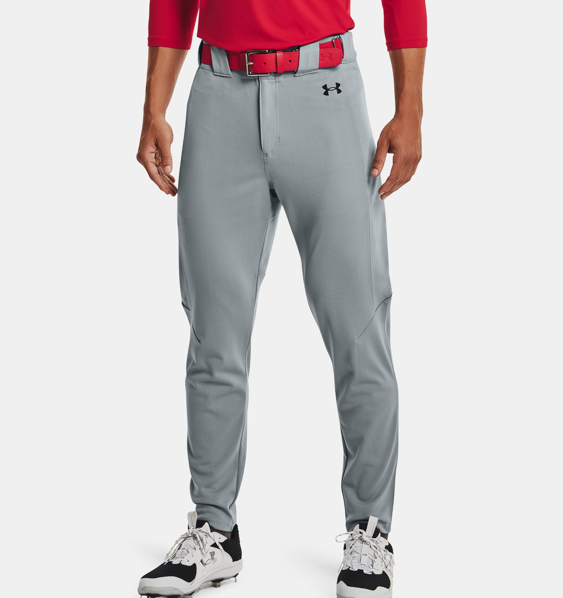 Men's Under Armour Loose Fit Baseball Pants Grey/ Black Stripe SZ Medium 